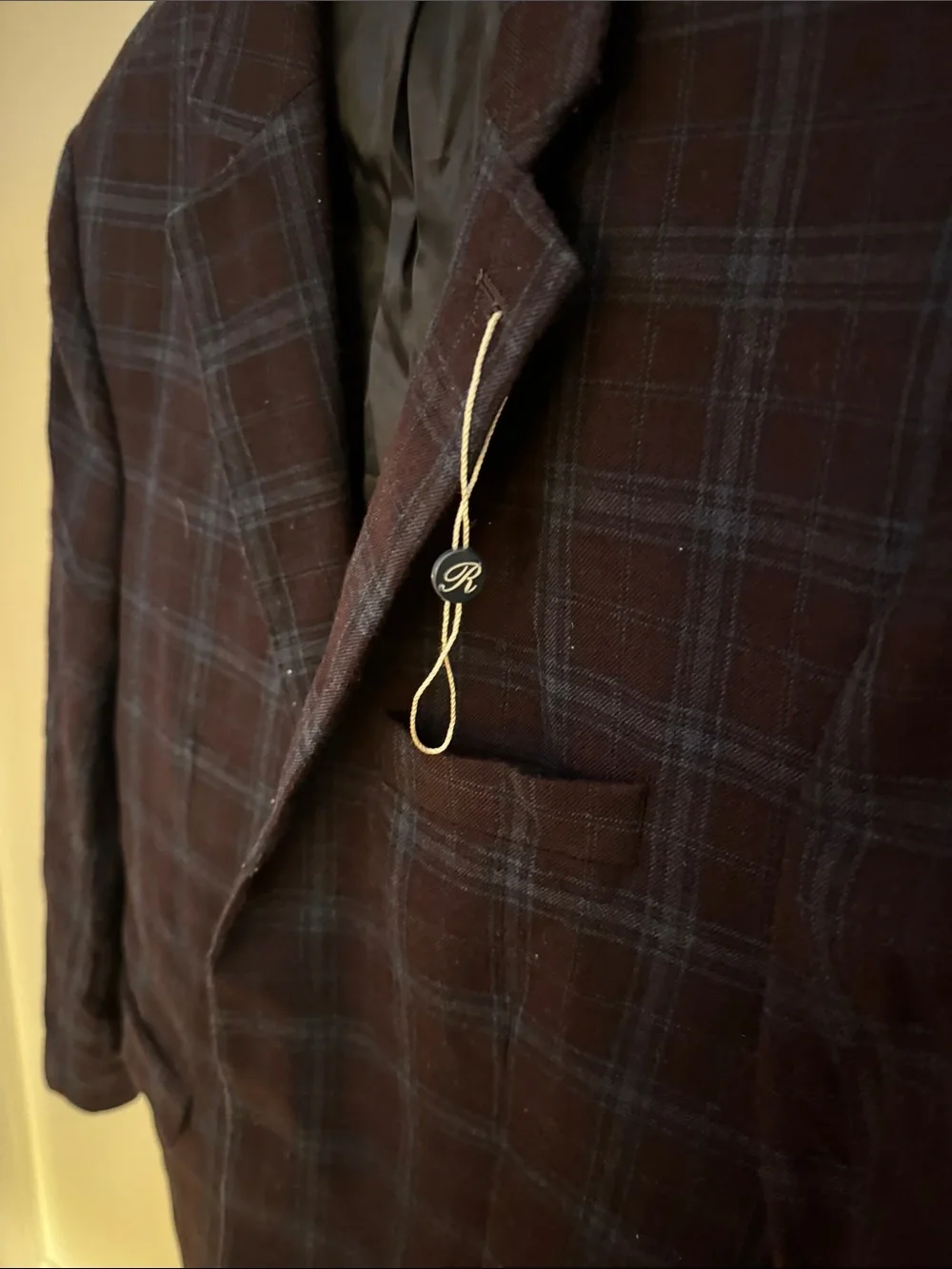Ralph Lauren Brown Sport Coat with Blue Windowpane